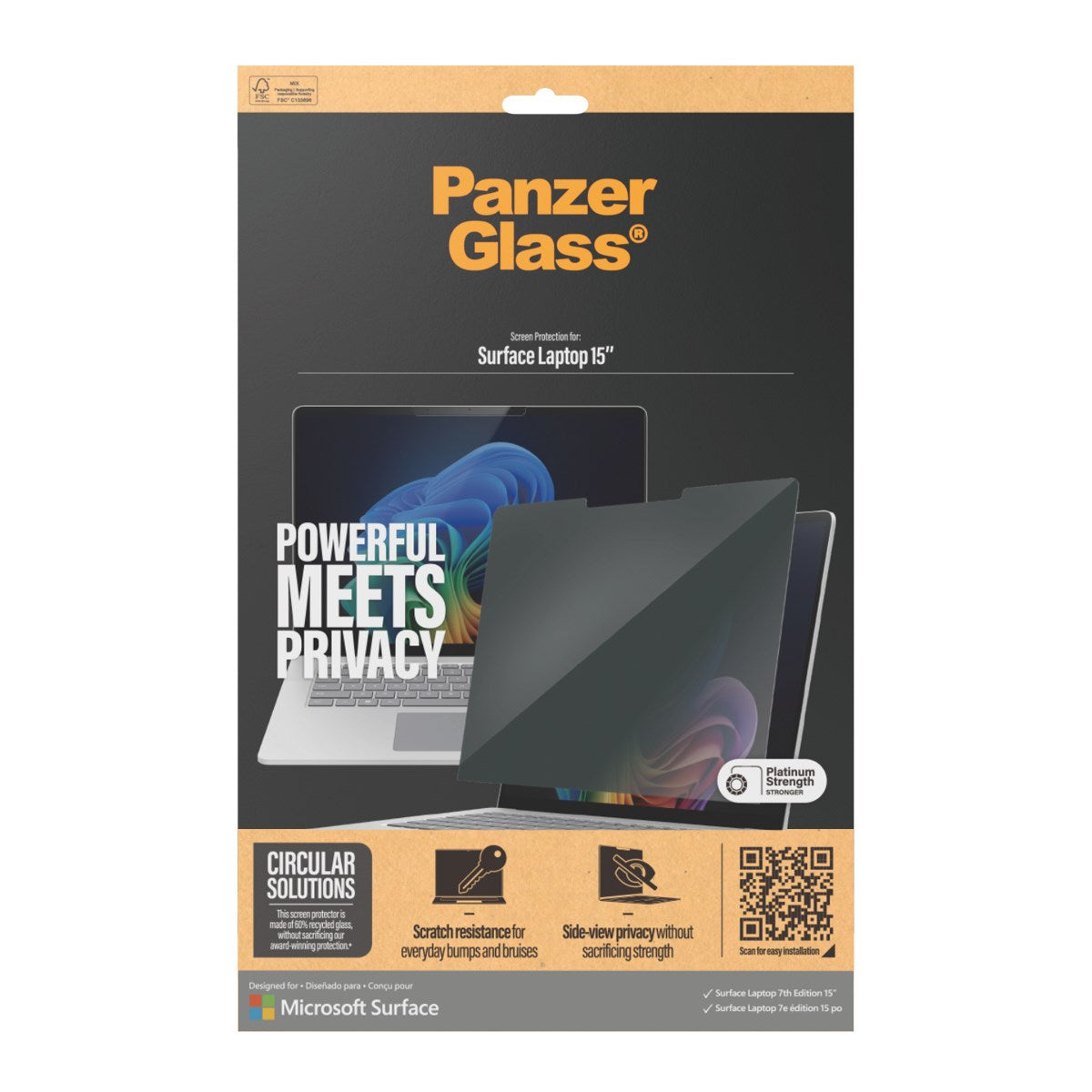 PanzerGlass® Privacy Screen Protector Microsoft Surface Laptop 7th Edition 15'' | Ultra-Wide Fit